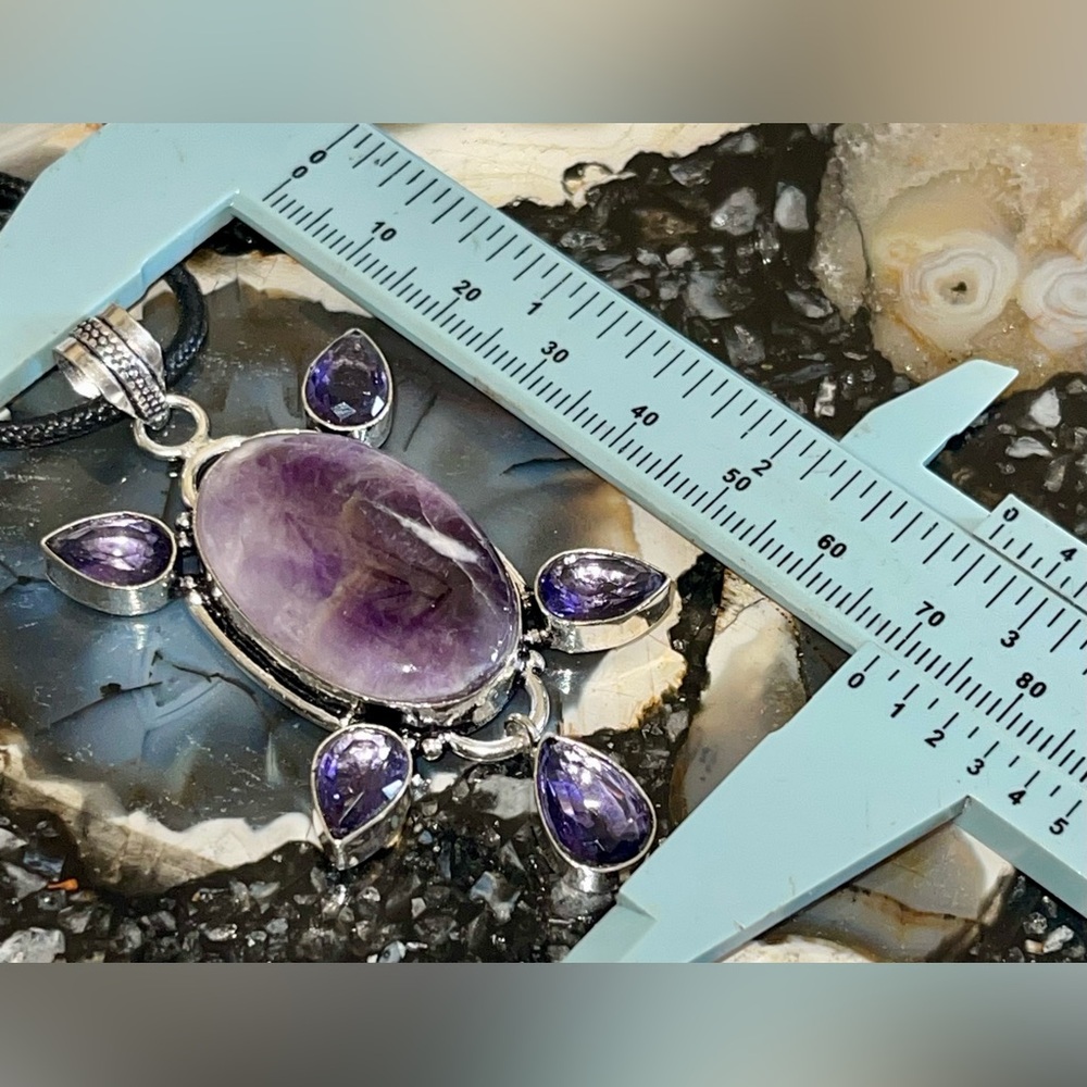 Purple Amethyst & Glass Pendant & Earrings Set - Picture 14 of 16